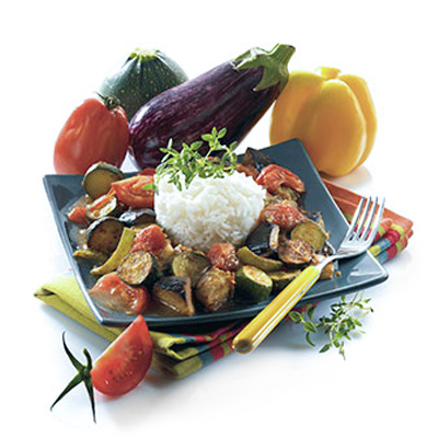 Diese provenzalische Ratatouille mit zartem weißen Reis, ist eine wahre Wohltat. Ein ideales Gericht zum Abendessen!